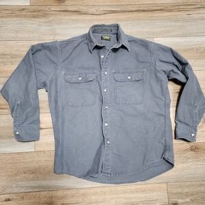 Vintage OshKosh B'Gosh Chamoise Flannel Shirt Adult Large Gray USA Made